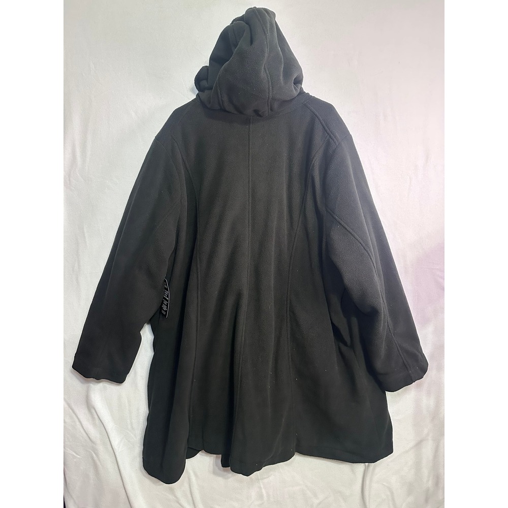 Woman Within Black Fleece Double Breasted Hooded Coat Jacket 36W - Picture 8 of 11